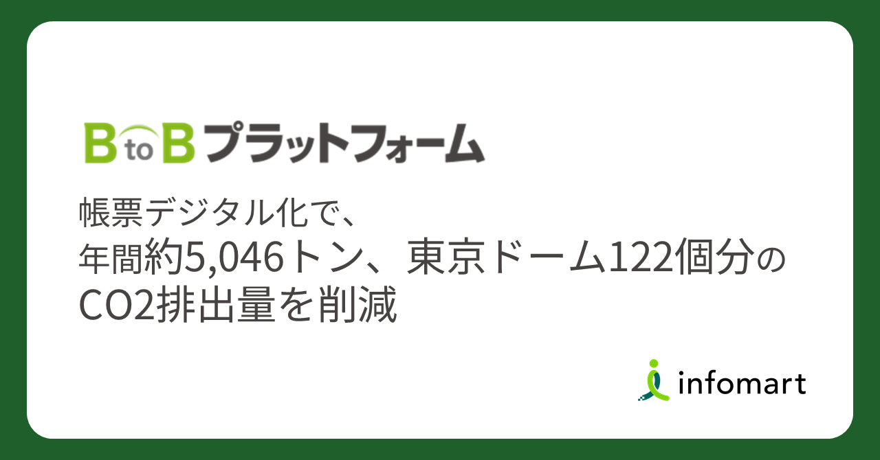 インフォマート、利用企業110万社以上の帳票デジタル化で年間約5,046トン、東京ドーム122個分のCO2排出量を削減