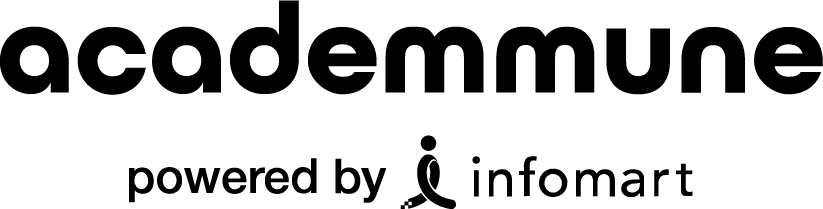 「academmune」のロゴとインフォマートのロゴ